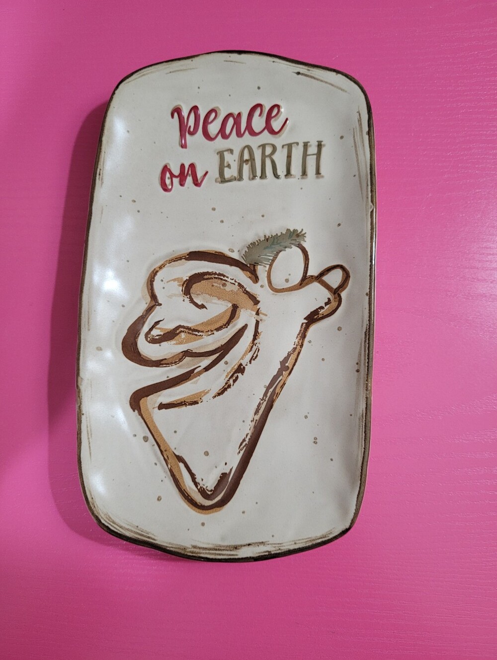 Mud Pie Peace on Earth With Angel Decorative Dish 7 1/2 × 4 1/4"